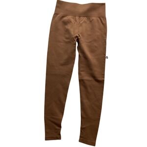 OQQ Women's Brown Seamless Ruched Butt Lifting Workout Leggings Size S